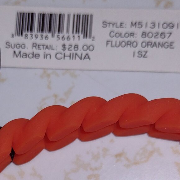 2 /$25 NWT Marc By Marc Jacobs Fluoro Orange Silicone Stretchy Braided Bracelet - Picture 3 of 6